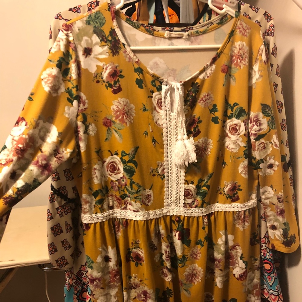 Beautiful mustard midi dress about 35 inches long